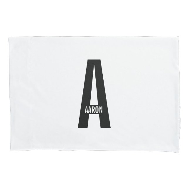 Modern Personalized Bold Monogram and Name Pillowcase (Front)