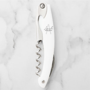 Modern Personalized Bridesmaid's Monogram and Name Corkscrew