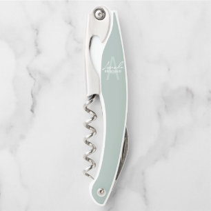 Modern Personalized Bridesmaid's Monogram and Name Corkscrew