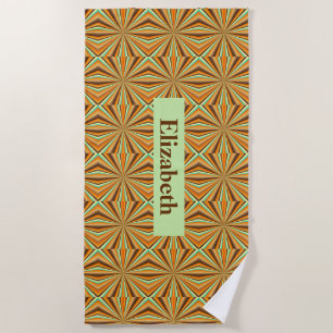 Modern Personalized Custom Retro Pattern Beach Towel