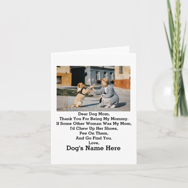 Modern Personalized Dog Mom Mothers day photo Card (Front)