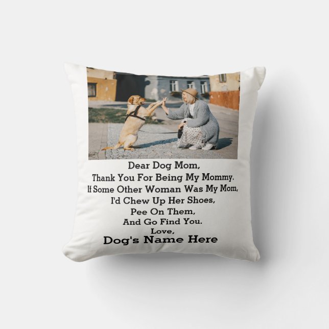Modern Personalized Dog Mom Mothers day photo Cushion (Front)