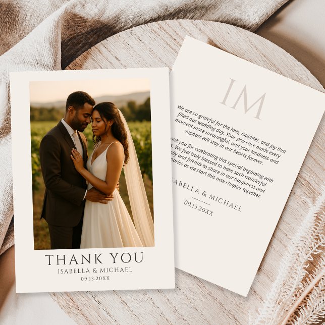 Modern Personalized Elegant Photo Wedding  Thank You Card (Creator Uploaded)