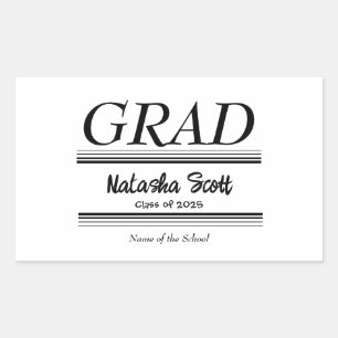 Modern Personalized grad school Graduation Rectangular Sticker