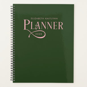 Modern Personalized Green and Pink Planner