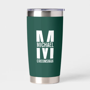 Modern Personalized Groomsmen Monogram and Name Insulated Tumbler