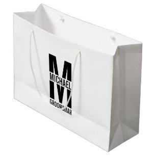 Modern Personalized Groomsmen Monogram and Name Large Gift Bag