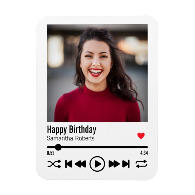 Modern Personalized Happy Birthday Photo Magnet (Vertical)