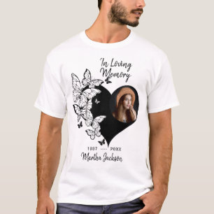 Modern Personalized Heart Photo Memorial T-Shirt
