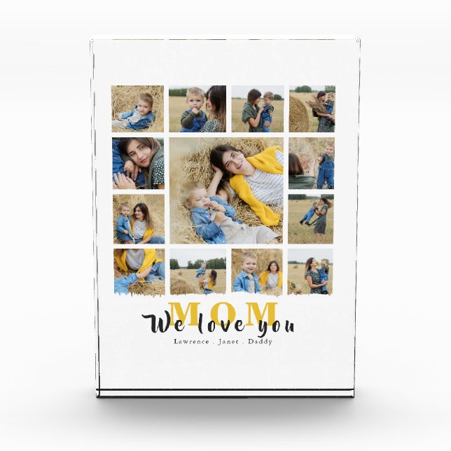 Modern Personalized Love You Mom 13 Family Photo (Front)