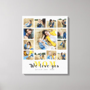 Modern Personalized Love You Mom 13 Family Photo Canvas Print
