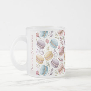 Modern Personalized Macaron Desserts Frosted Glass Coffee Mug