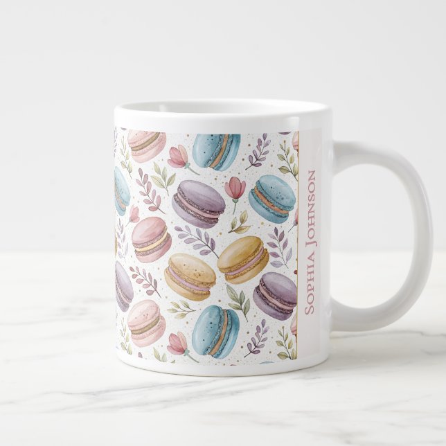Modern Personalized Macaroon Desserts Large Coffee Mug (Right)