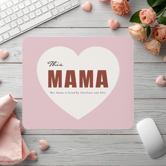 Modern Personalized Mama Heart Mouse Pad (Creator Uploaded)