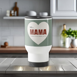 Modern Personalized Mama Heart Travel Mug