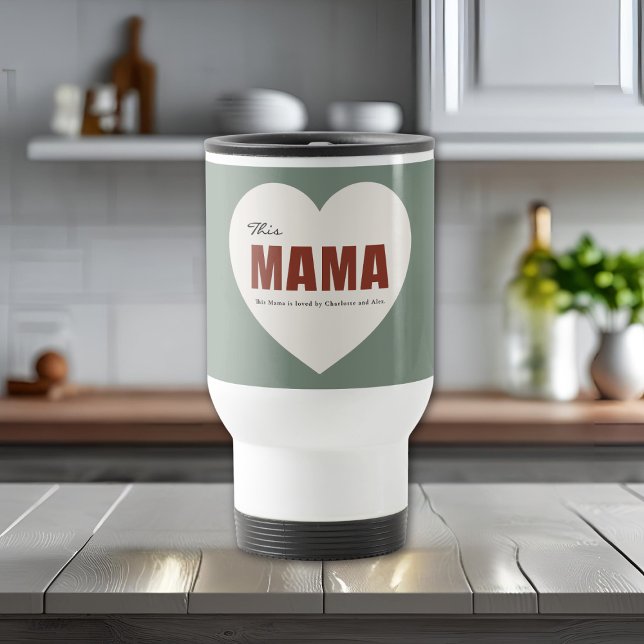 Modern Personalized Mama Heart Travel Mug (Creator Uploaded)