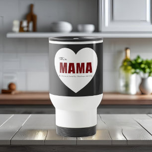 Modern Personalized Mama Heart Travel Mug
