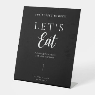 Modern Personalized Minimalistic Wedding Food Pedestal Sign