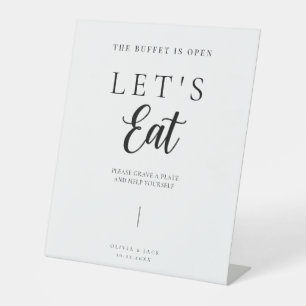 Modern Personalized Minimalistic Wedding Food Pedestal Sign