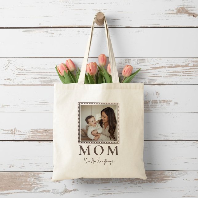 Modern Personalized Mom Photo Tote Bag Gift (Creator Uploaded)