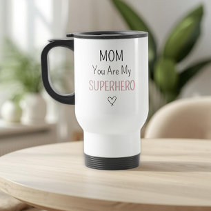 Modern Personalized Mom Superhero Photo Collage  Travel Mug