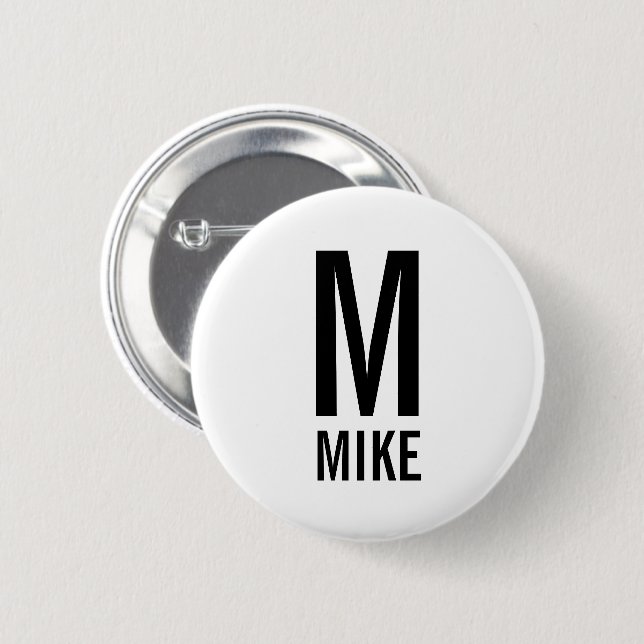 Modern Personalized Monogram and Name 6 Cm Round Badge (Front & Back)