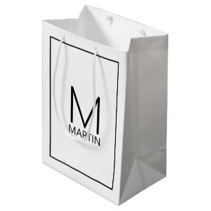 Modern Personalized Monogram and Name Medium Gift  Bag