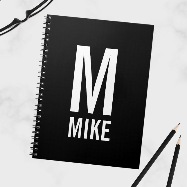 Modern Personalized Monogram and Name Notebook (Creator Uploaded)