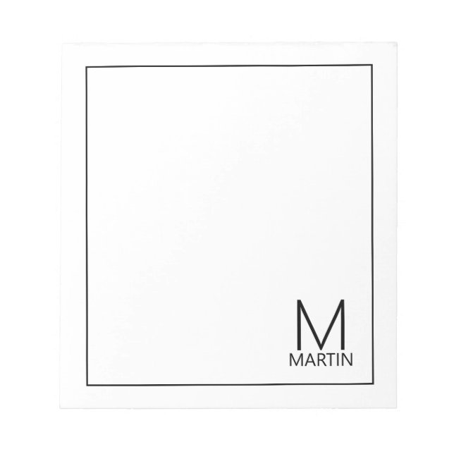 Modern Personalized Monogram and Name Notepad (Front)