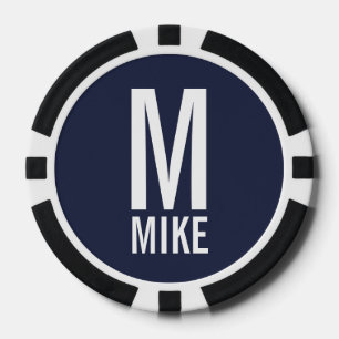 Modern Personalized Monogram and Name Poker Chips