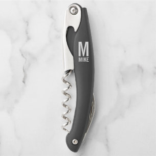 Modern Personalized Monogram and Name Waiter's Cor Corkscrew