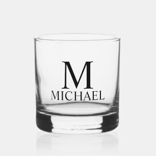 Modern Personalized Monogram and Name Whiskey Glass