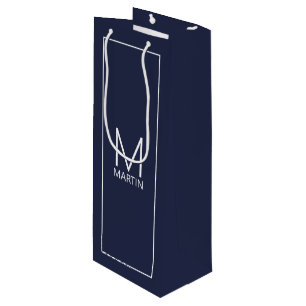 Modern Personalized Monogram and Name Wine Gift Ba Bag