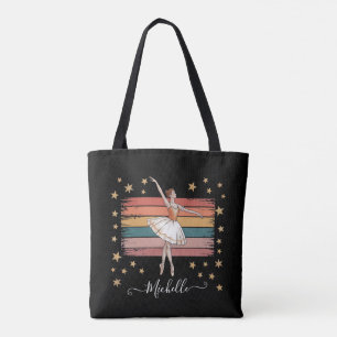 Modern Personalized Name Ballet Ballerina black    Tote Bag