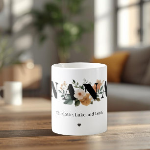 Modern Personalized Nana Floral Gift Coffee Mug