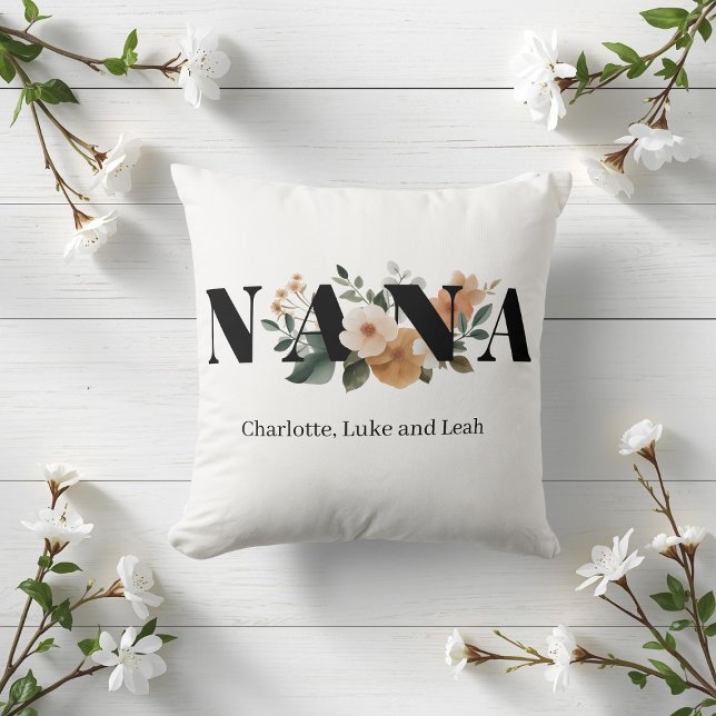 Modern Personalized Nana Floral Gift Cushion (Creator Uploaded)