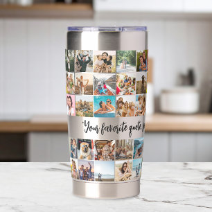 Modern Personalized Photo Collage Insulated Tumbler