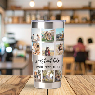 Modern Personalized Photo Collage Insulated Tumbler