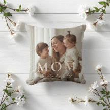 Modern Personalized Photo MOM Throw Pillow