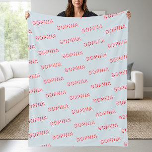 Modern Personalized Repeating Name Pattern Fleece Blanket