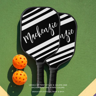 Modern Personalized Striped Custom Color Pickleball Paddle
