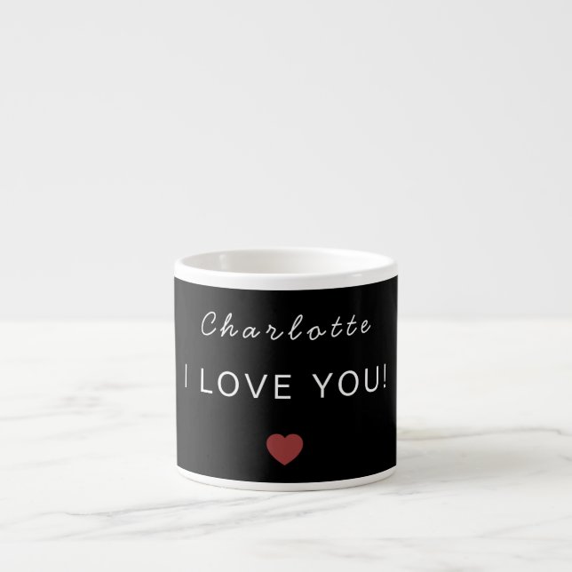 Modern Personalized Valentine Espresso Mug (Front)