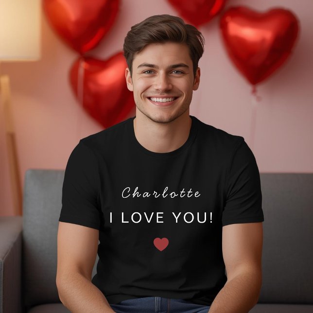 Modern Personalized Valentine T-Shirt – I Love You (Creator Uploaded)