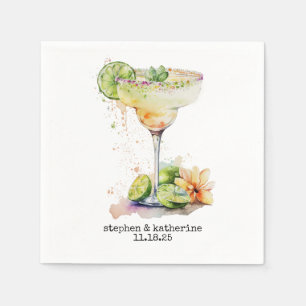 Modern Personalized Wedding Watercolor Margarita Napkin