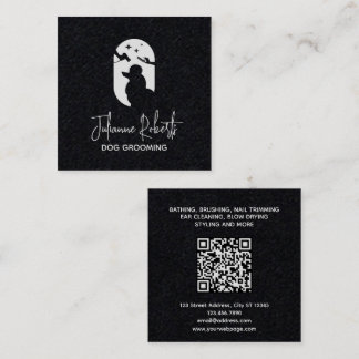 Modern pet care logo dog grooming square business card