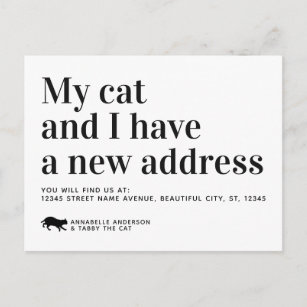 Modern Pet Cat We've Moved New Address Moving Announcement Postcard