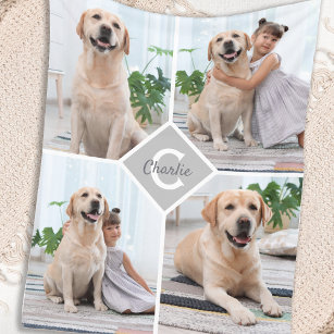Modern Pet Dog 4 Photo Collage Fleece Blanket