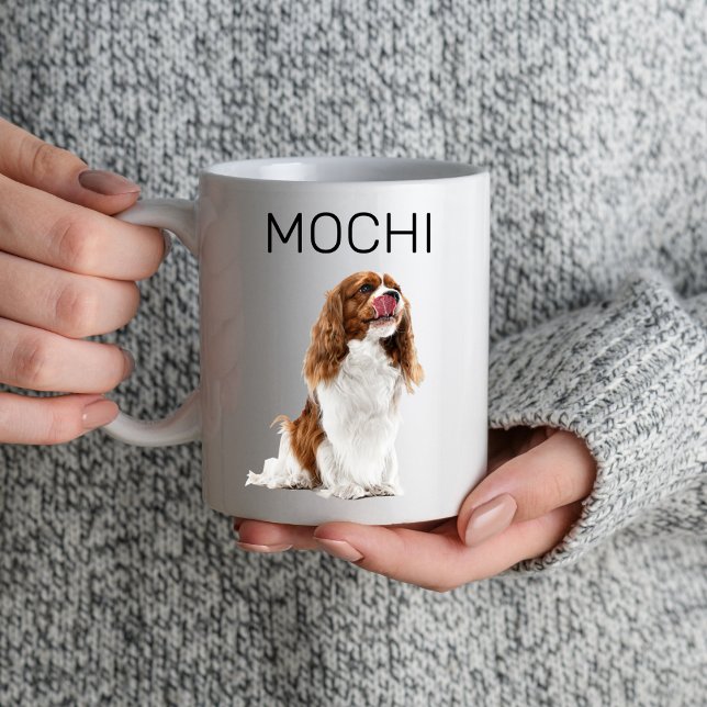 Modern Pet Dog Cat Lovers Owner Photo Name Custom Mug (Creator Uploaded)