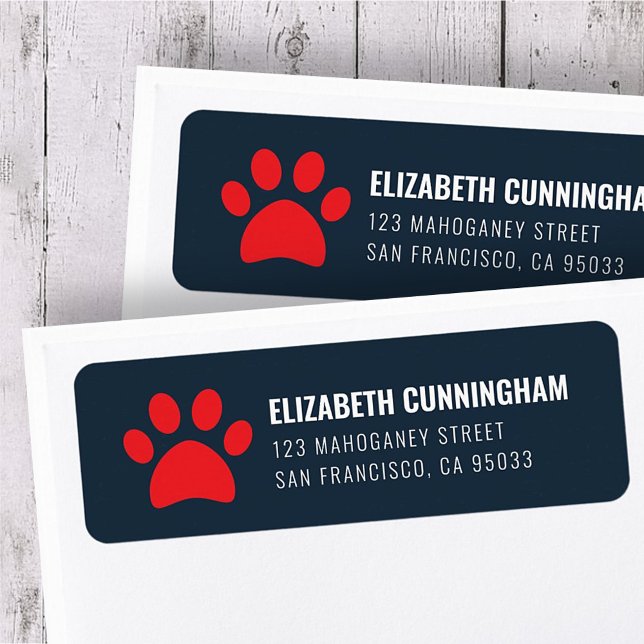 Modern Pet Dog Paw Print | Return Address (Creator Uploaded)