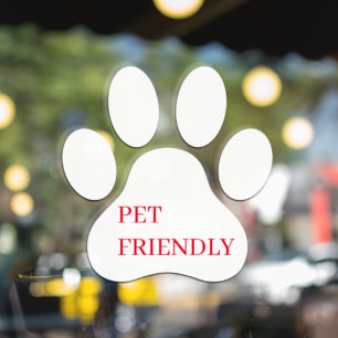Modern “Pet Friendly” Paw Print Window Cling